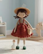 Crochet Amigurumi Heidi Doll Pattern, Little Heidi In Overalls & Flower Basket And Duck, PDF Tutorial - Image 9