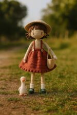 Crochet Amigurumi Heidi Doll Pattern, Little Heidi In Overalls & Flower Basket And Duck, PDF Tutorial