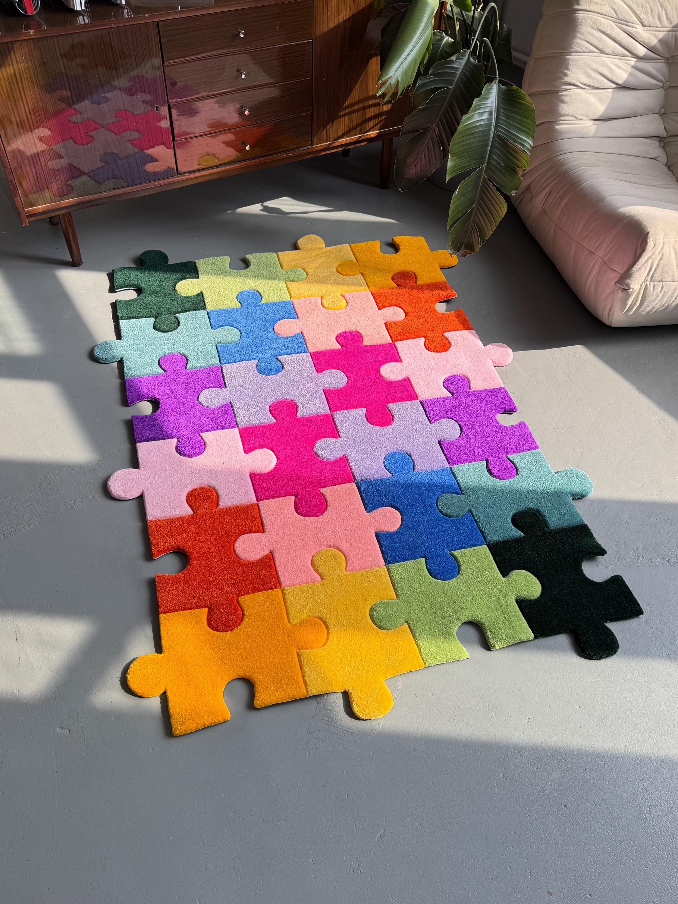 Customizable Tufted Puzzle Rug: Colorful Floor Decor, Creative Gift