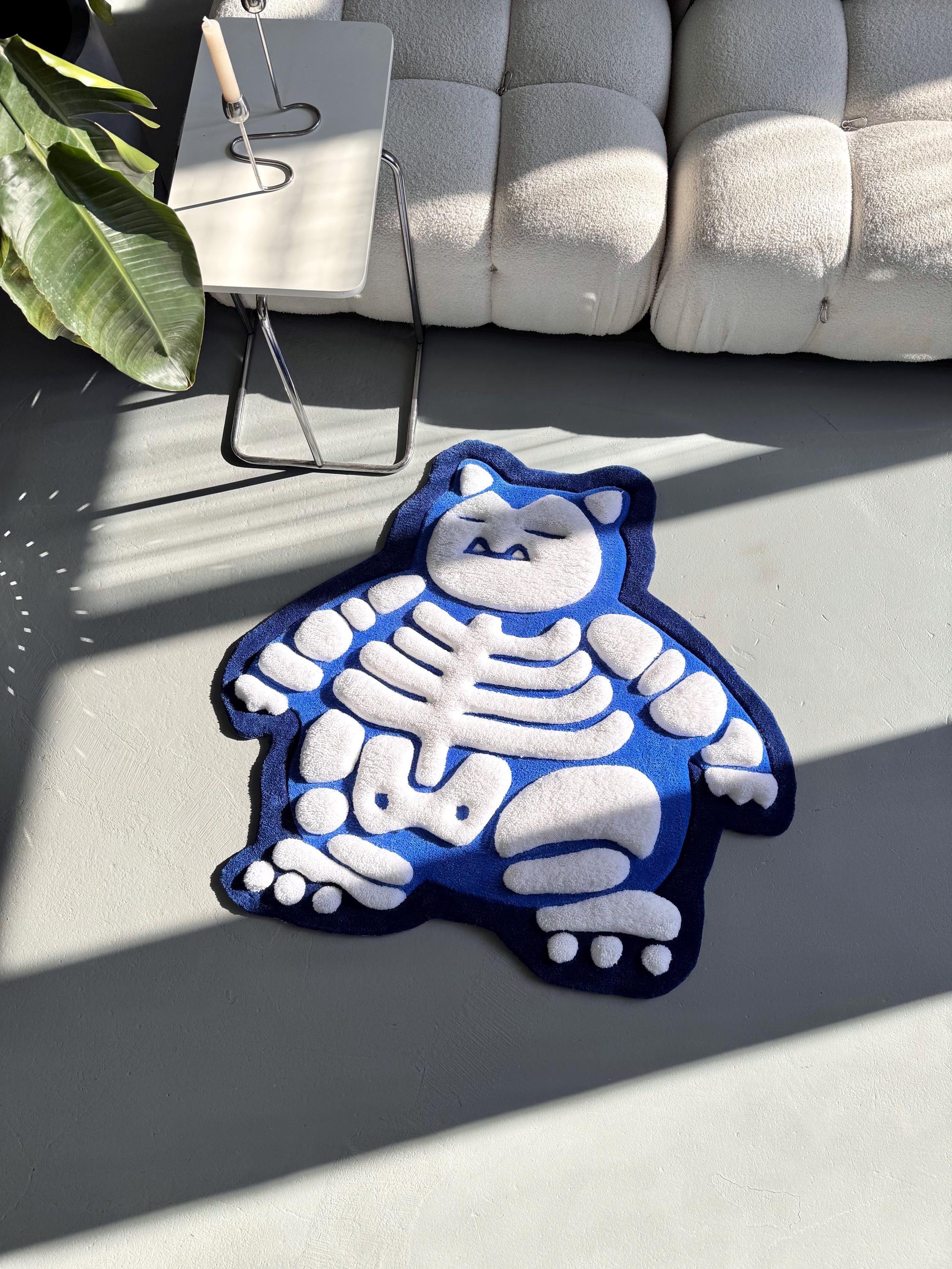 Fluffy 3D Tufted Skeleton Cartoon Rug: Handmade Plushy Floor Decor - Image 7