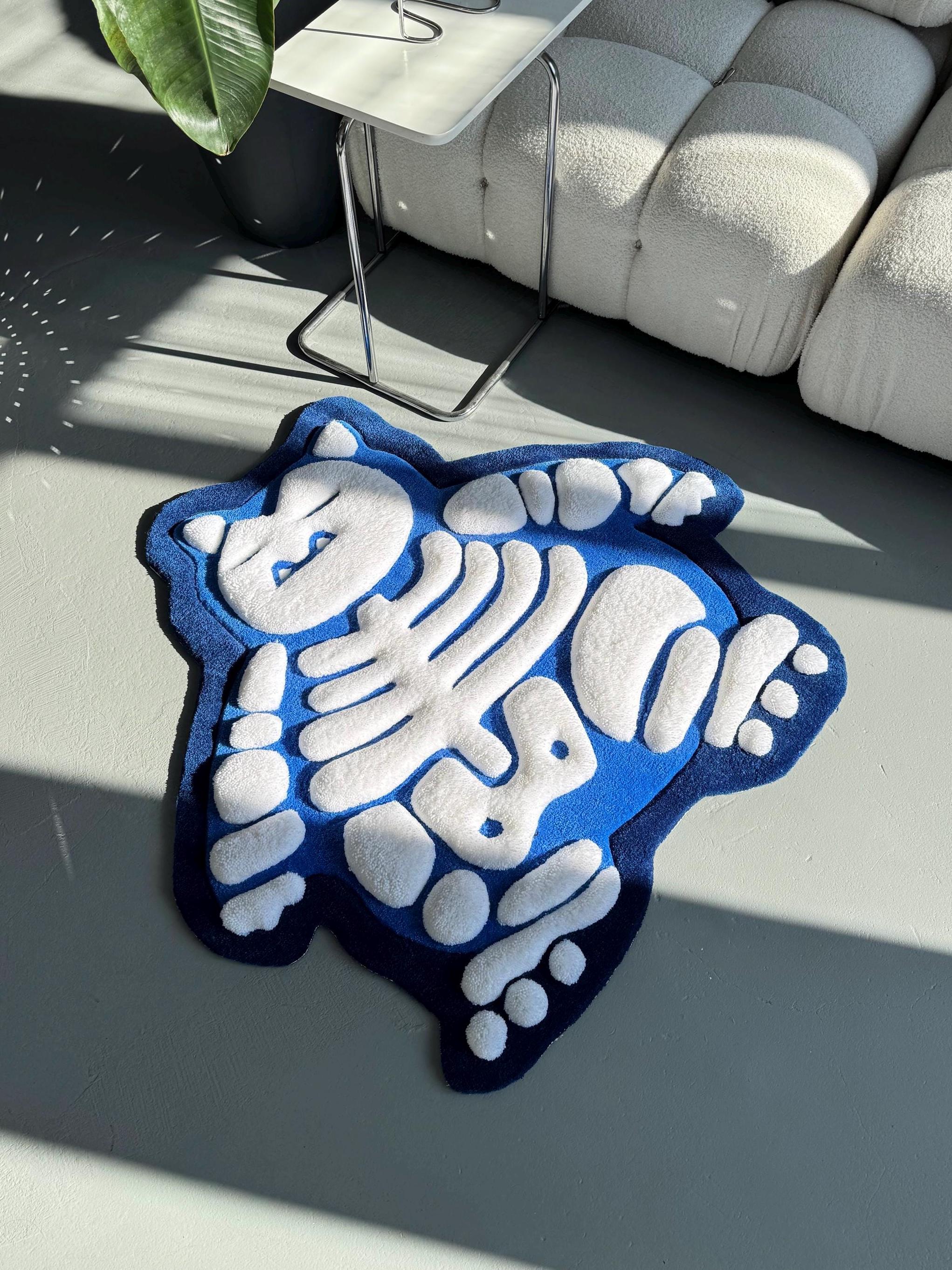 Fluffy 3D Tufted Skeleton Cartoon Rug: Handmade Plushy Floor Decor - Image 8
