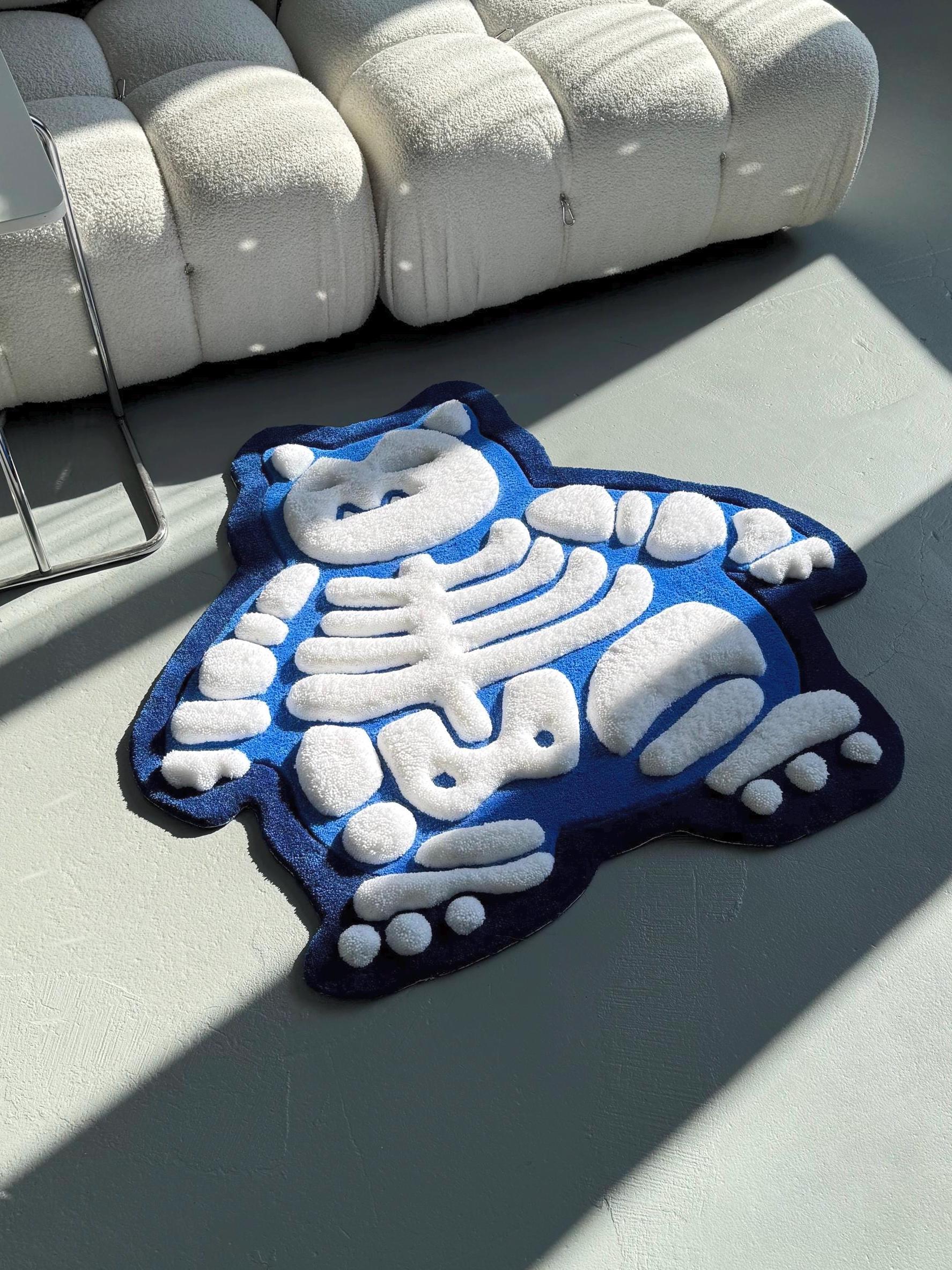 Fluffy 3D Tufted Skeleton Cartoon Rug: Handmade Plushy Floor Decor - Image 5