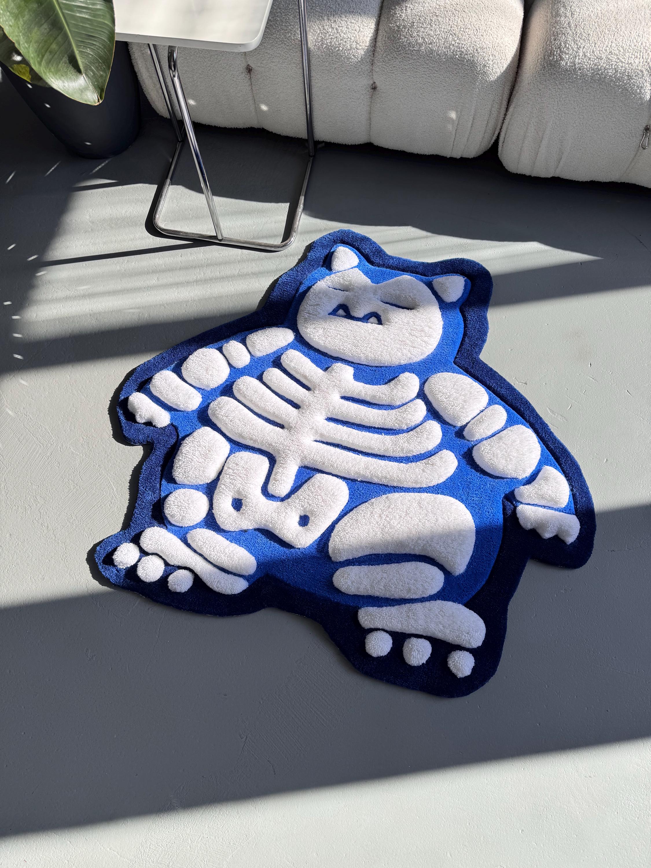 Fluffy 3D Tufted Skeleton Cartoon Rug: Handmade Plushy Floor Decor