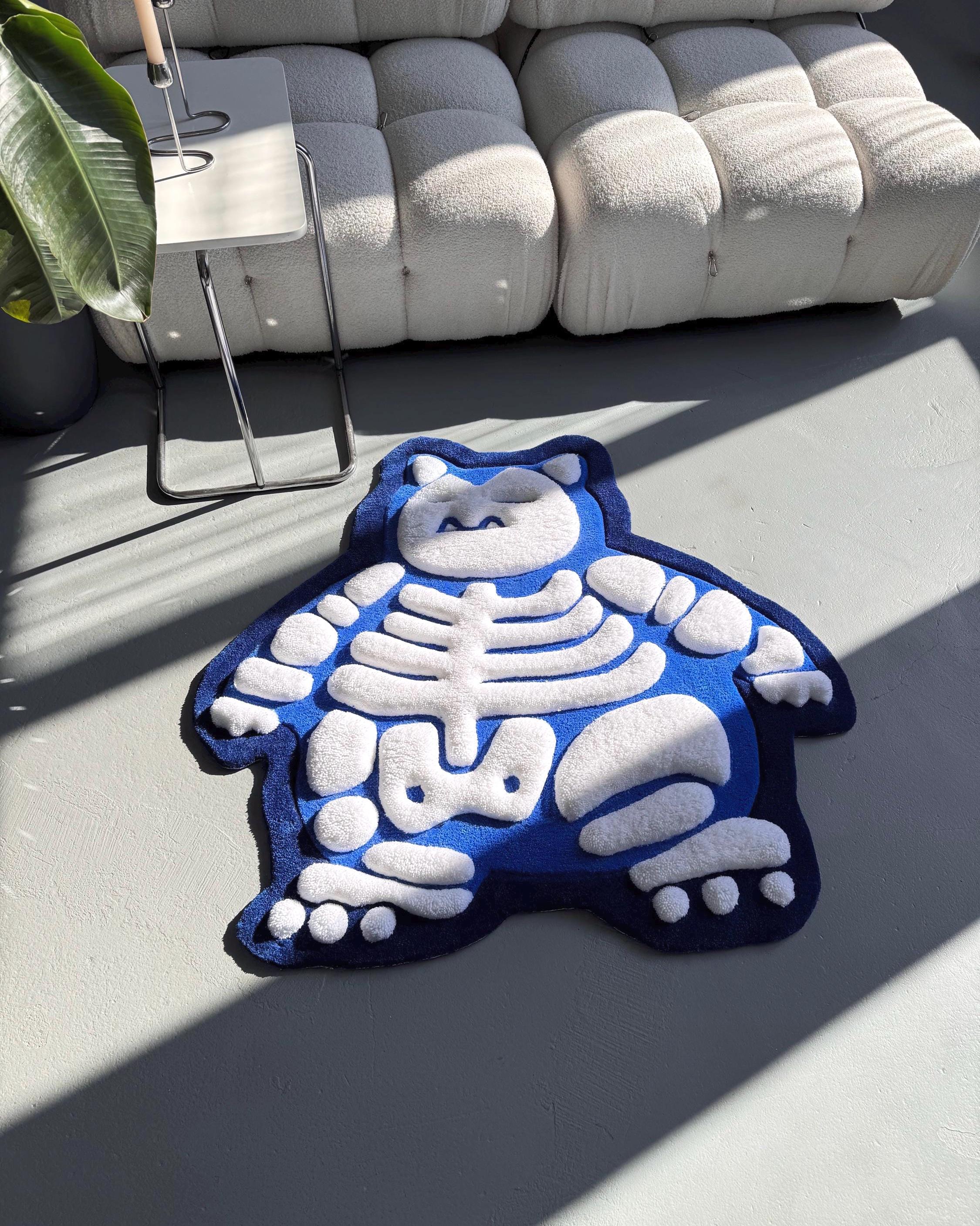 Fluffy 3D Tufted Skeleton Cartoon Rug: Handmade Plushy Floor Decor - Image 2