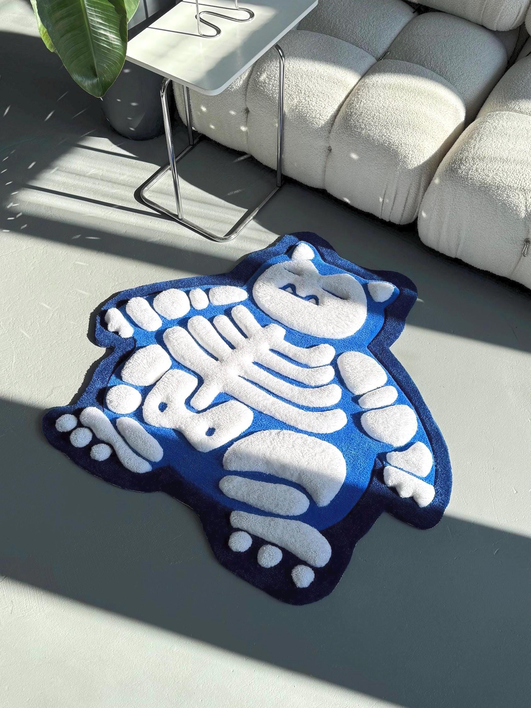 Fluffy 3D Tufted Skeleton Cartoon Rug: Handmade Plushy Floor Decor - Image 9