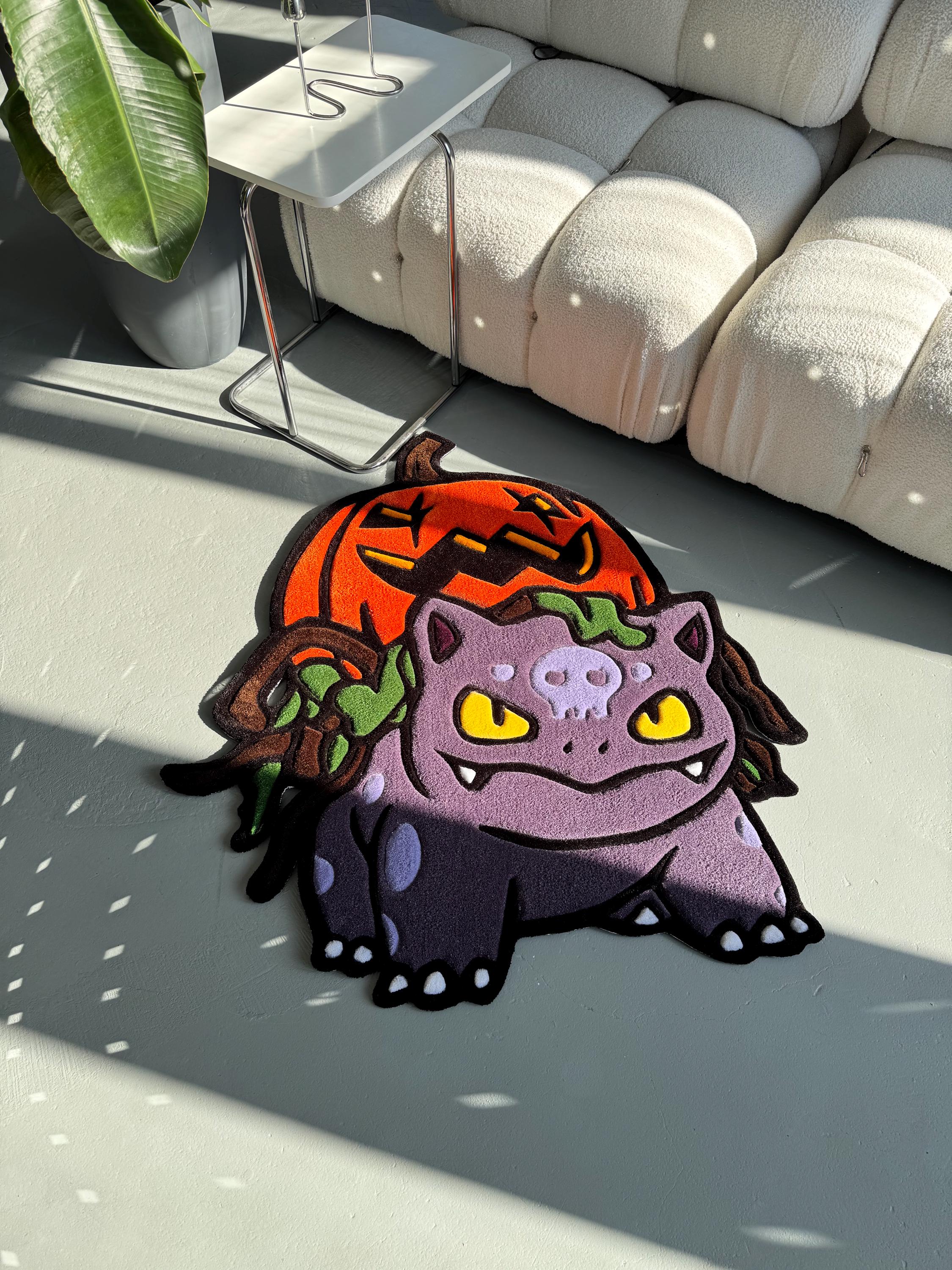 Handmade Halloween Rug | Pumpkin Cartoon Character | Tufted Spooky Home Decor - Image 4