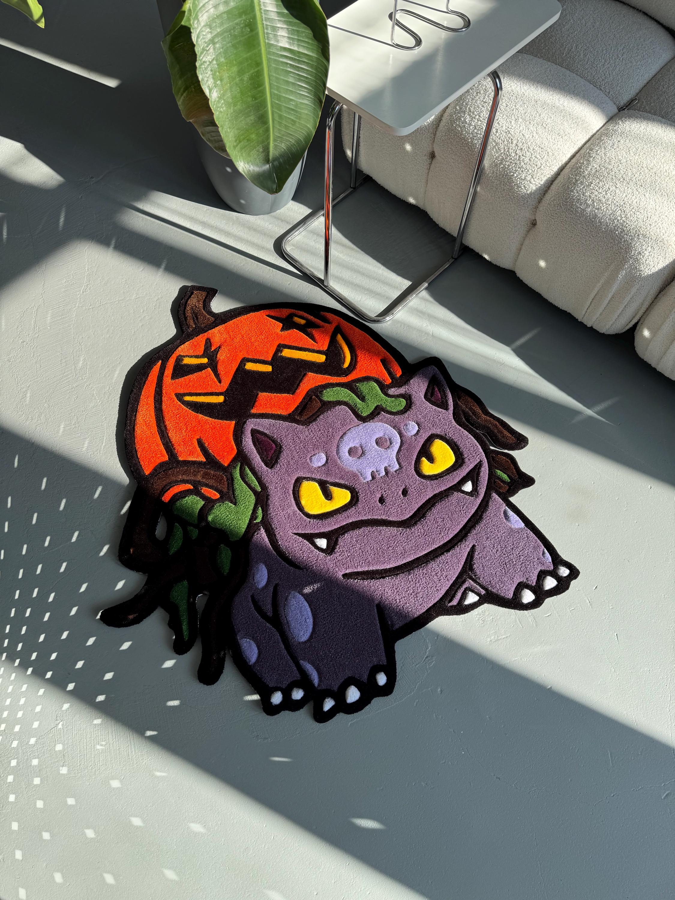 Handmade Halloween Rug | Pumpkin Cartoon Character | Tufted Spooky Home Decor - Image 3