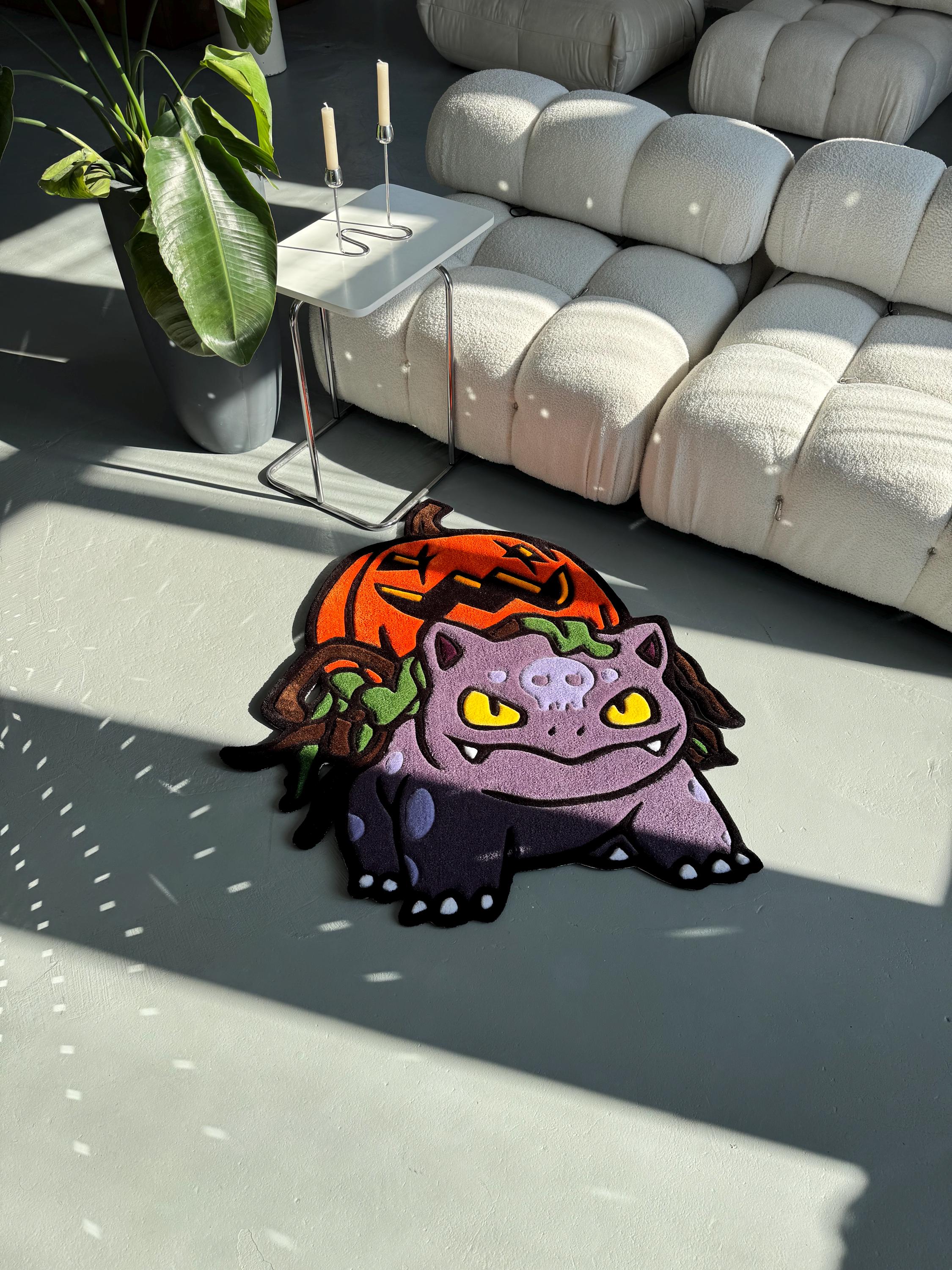 Handmade Halloween Rug | Pumpkin Cartoon Character | Tufted Spooky Home Decor - Image 2