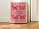 Retro Butterfly Wall Print, Cute Cute Wall Art , A3 A4 A2 Wall Decor Gift, Large Art Print, 20s 30s 40s 50s, Green, Blue, Pink UNFRAMED