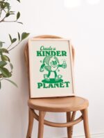 Retro Quote Art Print, Planet Earth Illustration, Trendy 70s Poster Print, A3 A4 A2 Wall Decor,  Vintage Aesthetic Poster, Green, UNFRAMED - Image 2