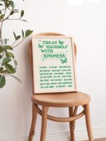 Affirmations Wall Print, Positive Self Care Poster, Trendy 70s, A3 A4 A2 Retro Wall Decor, Aesthetic Poster, Green, Orange, Pink, UNFRAMED - Image 2