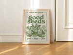 Retro Botanical Poster, Aesthetic Quote Print, Flower Market Wall Decor, Wildflowers Illustration, Large Positivity Prints, Green, UNFRAMED