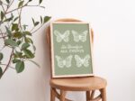 Retro Butterfly Wall Print, Cute Cute Wall Art , A3 A4 A2 Wall Decor Gift, Large Art Print, 20s 30s 40s 50s, Green, Blue, Pink UNFRAMED - Image 4