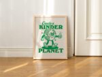 Retro Quote Art Print, Planet Earth Illustration, Trendy 70s Poster Print, A3 A4 A2 Wall Decor,  Vintage Aesthetic Poster, Green, UNFRAMED
