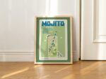 Retro Alcohol poster, Minimalist Mojito Print, Kitchen Bar Decor, Green Cocktail Poster, Aesthetic Print, Cocktail recipe card, UNFRAMED - Image 3