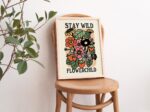 Retro WildFlower poster, Botanical Print, Flower Market poster, Flowers print, Retro Quote Wall art, Colorful Large Poster Prints, UNFRAMED - Image 2