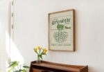 Retro Botanical Print, Aesthetic Motivational Quote, Flower Market Wall Decor, Plant Roots Illustration, Large Green Posters, UNFRAMED - Image 3