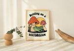 Retro Print Wall Decor, Aesthetic Poster Print, 70s Decor, Frog Mushroom Print, Cute Trendy Bedroom Decor, Positive Quote Artwork UNFRAMED - Image 6