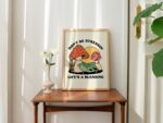 Groovy Mushroom Print, Retro Frog Wall Art, Happy Mental Health Poster, Trendy 70s Self Care Print, Wall Decor, Positive Quote, UNFRAMED - Image 4
