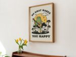 Retro Frog Wall Print, Love Quote, Vintage Banjo Frog, Mushroom Illustration, Selfcare Print, Positivity Poster, Neutral Prints, UNFRAMED - Image 3