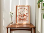 Retro Frog Wall Print, Love Quote, Vintage Banjo Frog, Mushroom Illustration, Selfcare Print, Positivity Poster, Neutral Prints, UNFRAMED - Image 6