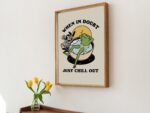 Retro Frog Wall Print, Chill Quote, Vintage Frog, Retro Flowers Illustration, Selfcare Print, Positivity Poster, Bathroom Prints, UNFRAMED - Image 4