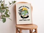 Retro Frog Wall Print, Chill Quote, Vintage Frog, Retro Flowers Illustration, Selfcare Print, Positivity Poster, Bathroom Prints, UNFRAMED - Image 5