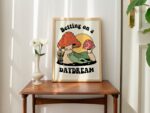Retro Print Wall Decor, Aesthetic Poster Print, 70s Decor, Frog Mushroom Print, Cute Trendy Bedroom Decor, Positive Quote Artwork UNFRAMED - Image 3
