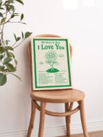 I Love You Poster, Retro Illustration, Cute Quote Artwork, Green Wall Prints, Large Art Print, Green Artwork, Typographic Posters, UNFRAMED - Image 2