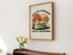 Groovy Mushroom Print, Retro Frog Wall Art, Happy Mental Health Poster, Trendy 70s Self Care Print, Wall Decor, Positive Quote, UNFRAMED - Image 3