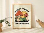 Groovy Mushroom Print, Retro Frog Wall Art, Happy Mental Health Poster, Trendy 70s Self Care Print, Wall Decor, Positive Quote, UNFRAMED - Image 5