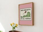 Frog and Butterfly Wall Print, Cute Pink Wall Art , A3 A4 A2 House Warming, Retro Quote Prints, 50s 60s 70s Posters, Wholesome Art, UNFRAMED - Image 4