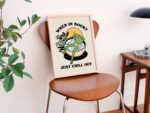 Retro Frog Wall Print, Chill Quote, Vintage Frog, Retro Flowers Illustration, Selfcare Print, Positivity Poster, Bathroom Prints, UNFRAMED - Image 2