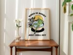 Retro Frog Wall Print, Chill Quote, Vintage Frog, Retro Flowers Illustration, Selfcare Print, Positivity Poster, Bathroom Prints, UNFRAMED - Image 3