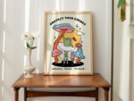 Colorful Frog Print, Ballerina Wall Art, Retro Saying Poster, Self Love Affirmation Wall Prints, Trendy 80s Decor, Groovy Mushroom, UNFRAMED - Image 3