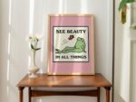 Frog and Butterfly Wall Print, Cute Pink Wall Art , A3 A4 A2 House Warming, Retro Quote Prints, 50s 60s 70s Posters, Wholesome Art, UNFRAMED - Image 6