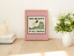 Frog and Butterfly Wall Print, Cute Pink Wall Art , A3 A4 A2 House Warming, Retro Quote Prints, 50s 60s 70s Posters, Wholesome Art, UNFRAMED - Image 5