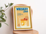 Retro Whiskey Sour poster, Minimalist Alcohol Print, Yellow Bar Decor, Whisky Aesthetic Print, Cocktail Recipe, Bartender Gift, UNFRAMED - Image 2