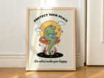 Trendy Retro Print, Positive Quote Print, Colorful Mushroom Poster, Book lover Wall Art, 70s Frog Illustration, Cute Kids Decor, UNFRAMED