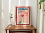 Cosmopolitan Cocktail Recipe, Kitchen Bar Poster, Alcohol Prints, Gallery Wall Art, Cute Cosmo Drink Illustration, A2 A3 A4 Print, UNFRAMED - Image 6