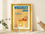 Retro Whiskey Sour poster, Minimalist Alcohol Print, Yellow Bar Decor, Whisky Aesthetic Print, Cocktail Recipe, Bartender Gift, UNFRAMED