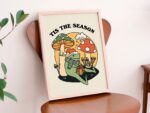 Festive Frog Mushroom Print, Retro Holiday Decor, Tis the Season, 70s Xmas Wall Decor, Groovy Christmas Poster, Seasonal Decor, UNFRAMED - Image 3