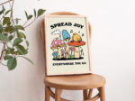 Groovy Mushroom Print, Retro Cottagecore Wall Art, Happy Kids Room Poster, Trendy 70s Nursery Print, Wall Decor, Positive Quote, UNFRAMED - Image 2
