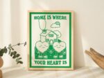 Cute Home Wall Art, Line Art Positive Quote Prints, Cute Wall Decor, First Home Prints, Baby Pink Wall Poster, Burnt Orange, Green UNFRAMED - Image 3