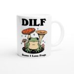 Frog Coffee Mug, Damn I love Frogs DILF Ceramic Cup, Frog Lover Gift, Boyfriend Gift Idea, Cottagecore Mushroom Mug, Funny Novelty Mug Gift - Image 6