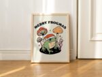 Christmas Frog Holiday Decor, Festive Christmas Poster, Vintage Style Mushroom Prints, Retro Seasonal Decor, Christmas Poster Print UNFRAMED - Image 3