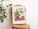 Snowman Holiday Decor, Festive Christmas Poster, Vintage Style Christmas Tree Prints, Retro Seasonal Decor, Christmas Poster Print UNFRAMED - Image 2