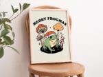 Christmas Frog Holiday Decor, Festive Christmas Poster, Vintage Style Mushroom Prints, Retro Seasonal Decor, Christmas Poster Print UNFRAMED - Image 2