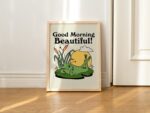 Retro Pinup Frog Wall Print, Postive Quote, Vintage Funny Poster, Froggy Illustration, Trendy 70s Wall Decor, A3 A4 A2 Prints, Neutral