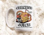 Retro Creative Juice Coffee Mug, Groovy Colorful Mug, Coffee Lover Gift Idea, 80s Retro Quote, Artist Gift Mug, Aesthetic Ceramic Cup